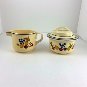 Vintage Noritake Creamer & Sugar Bowl Abundance Versatone II B333W15 Japan